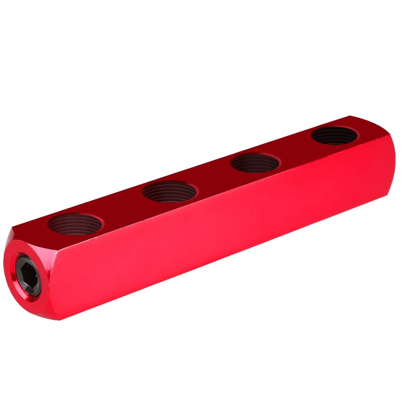 Hromee 4-Way Straight Air Manifold 5 Ports Aluminum Industrial Pneumatic Air Compressor Quick Connect Socket In Line Type Air Hose Splitter with 4 Couplers and 1/4" Male NPT Plug - Image 5